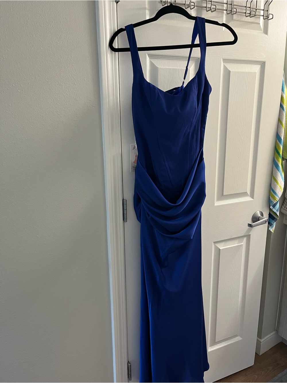 Corset Royal Blue Draped Evening Dress